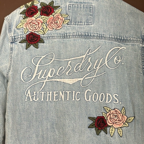 Superdry Real 54 oversized denim rose embroidered western shirt dress. NWT - Picture 7 of 7